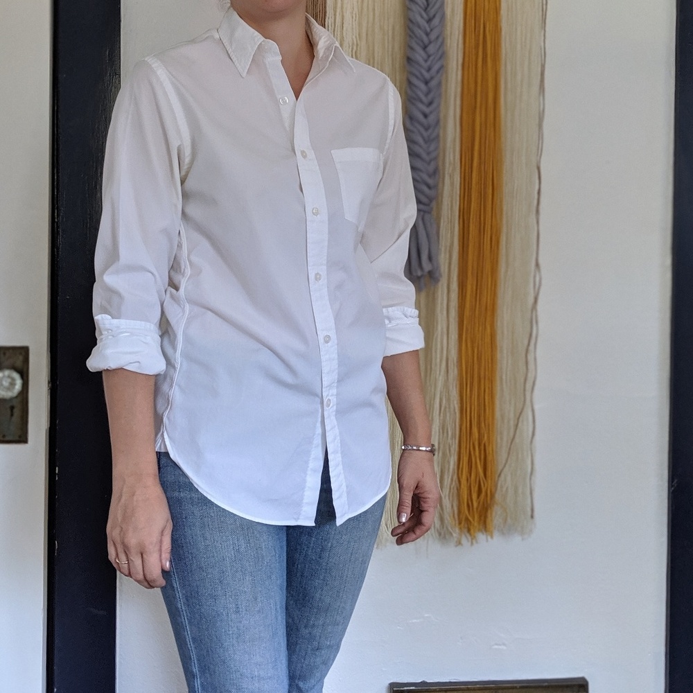 J Crew white cotton button down shirt